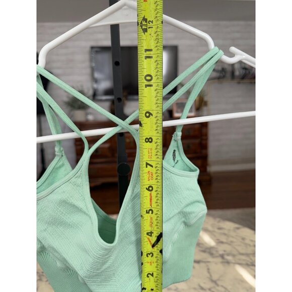 Free People Movement Heathered Fresh Teal Black Diamond Womens Crop Bra Top - Picture 4 of 5
